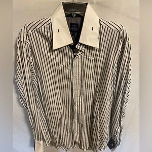 Parc 81 Dress Shirt Men’s Size XL White Striped Button Up Point Collar